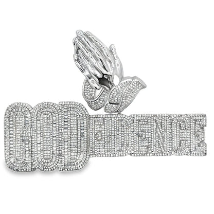 GODfidence Prayer Hands CZ Iced Out Pendant