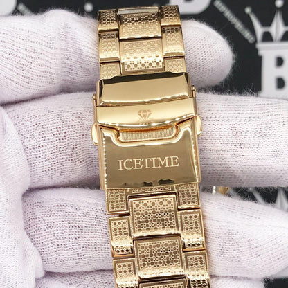 Gold 2 Row .50 Carat Diamond Hip Hop Watch