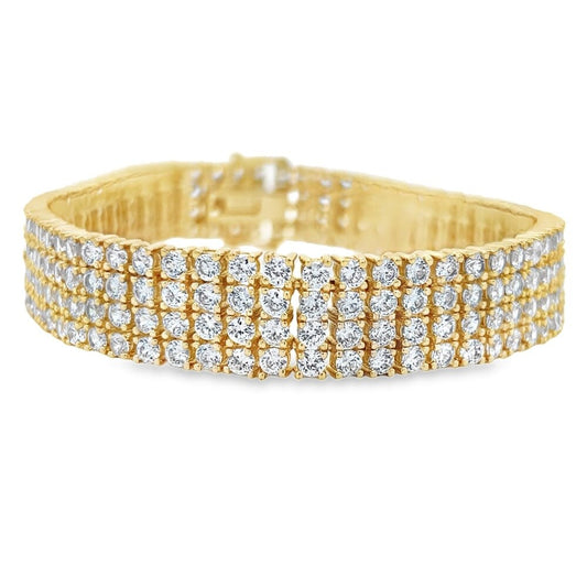 Gold 4 Row CZ Hip Hop Tennis Bracelet