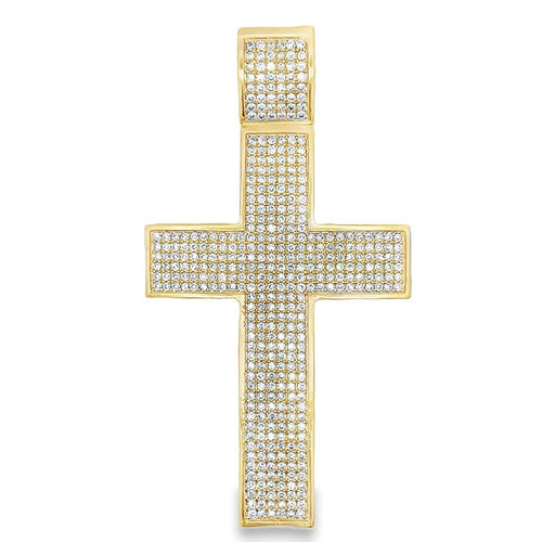 Gold 6 Row Cross CZ Iced Out Pendant