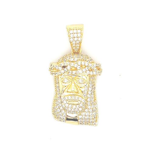 Gold .925 Sterling Silver Mini Jesus Piece VVS CZ Bling Pendant