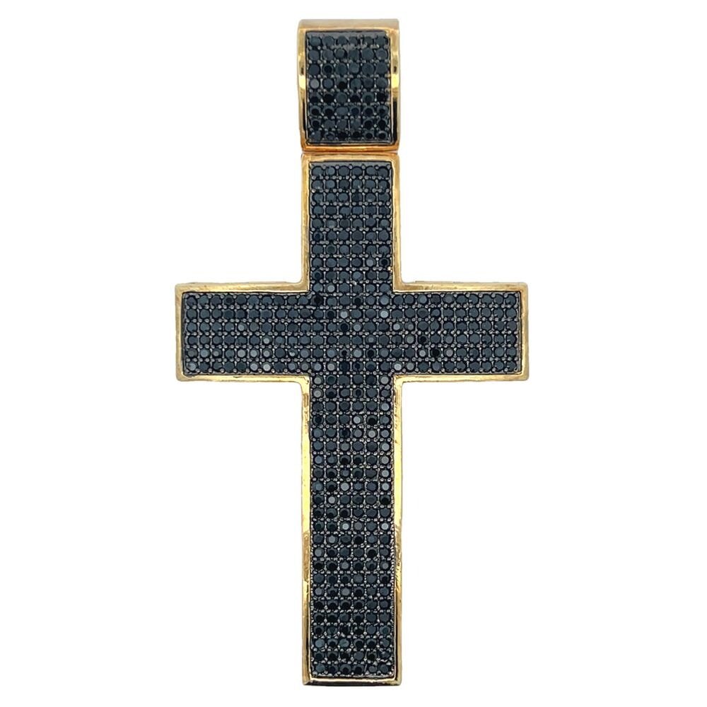 Gold All Black CZ Cross Iced Out Pendant