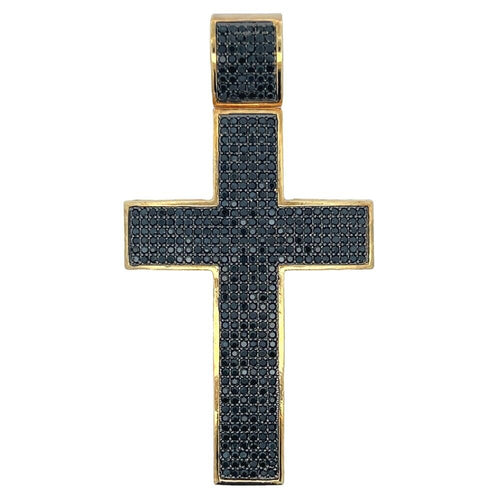 Gold All Black CZ Cross Iced Out Pendant