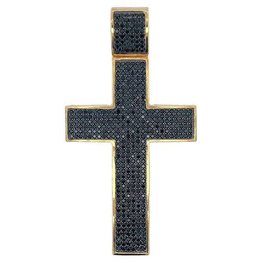 Gold All Black CZ Cross Iced Out Pendant