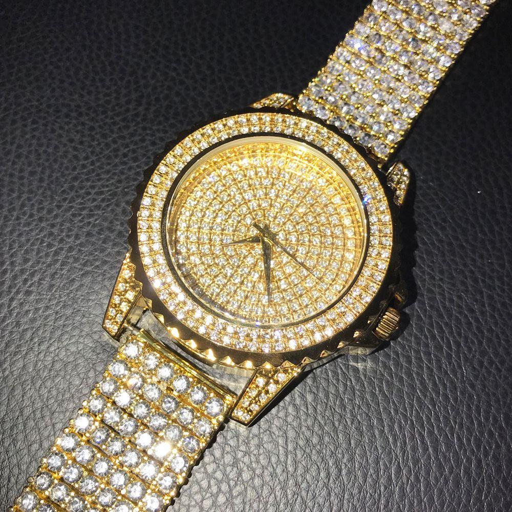 Gold All Bling Bling Custom Watch Iced Out Band