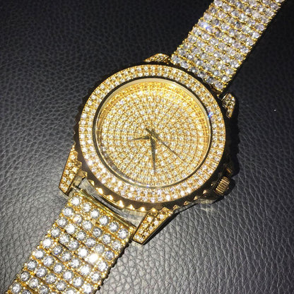 Gold All Bling Bling Custom Watch Iced Out Band