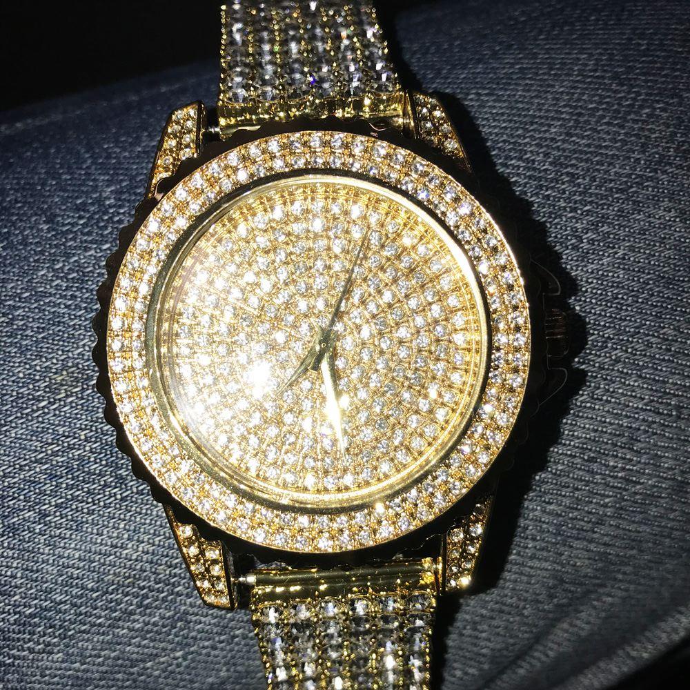 Gold All Bling Bling Custom Watch Iced Out Band
