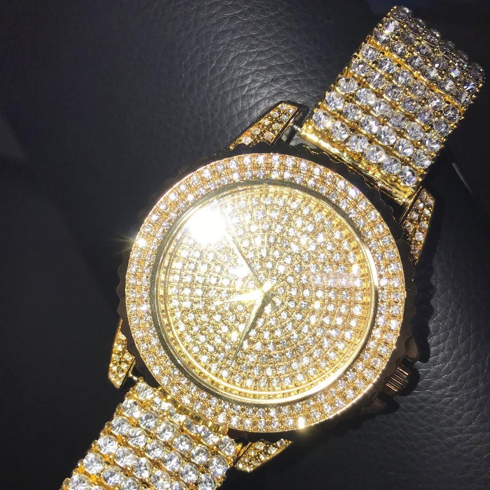 Gold All Bling Bling Custom Watch Iced Out Band