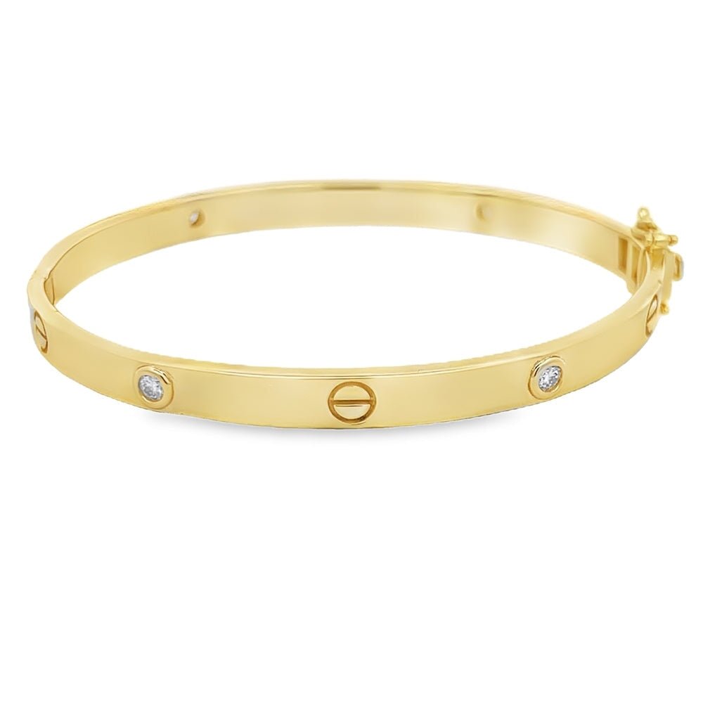 Gold Clean Flathead Moissanite Bangle .925 Sterling Silver
