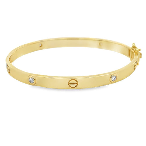Gold Clean Flathead Moissanite Bangle .925 Sterling Silver