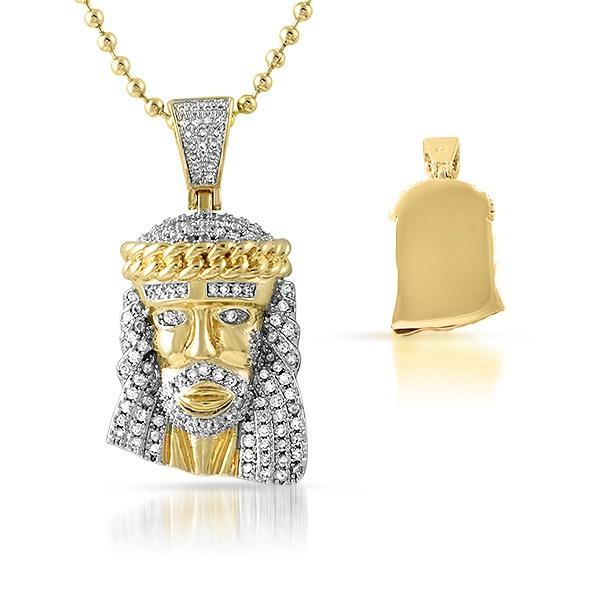 Gold Cuban Crown Micro jesus Pendant