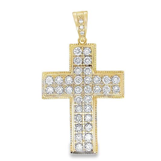 Gold Double Row CZ Iced Out Pendant