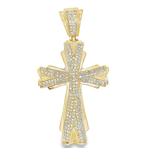 Gold Elegant Cross CZ Iced Out Pendant