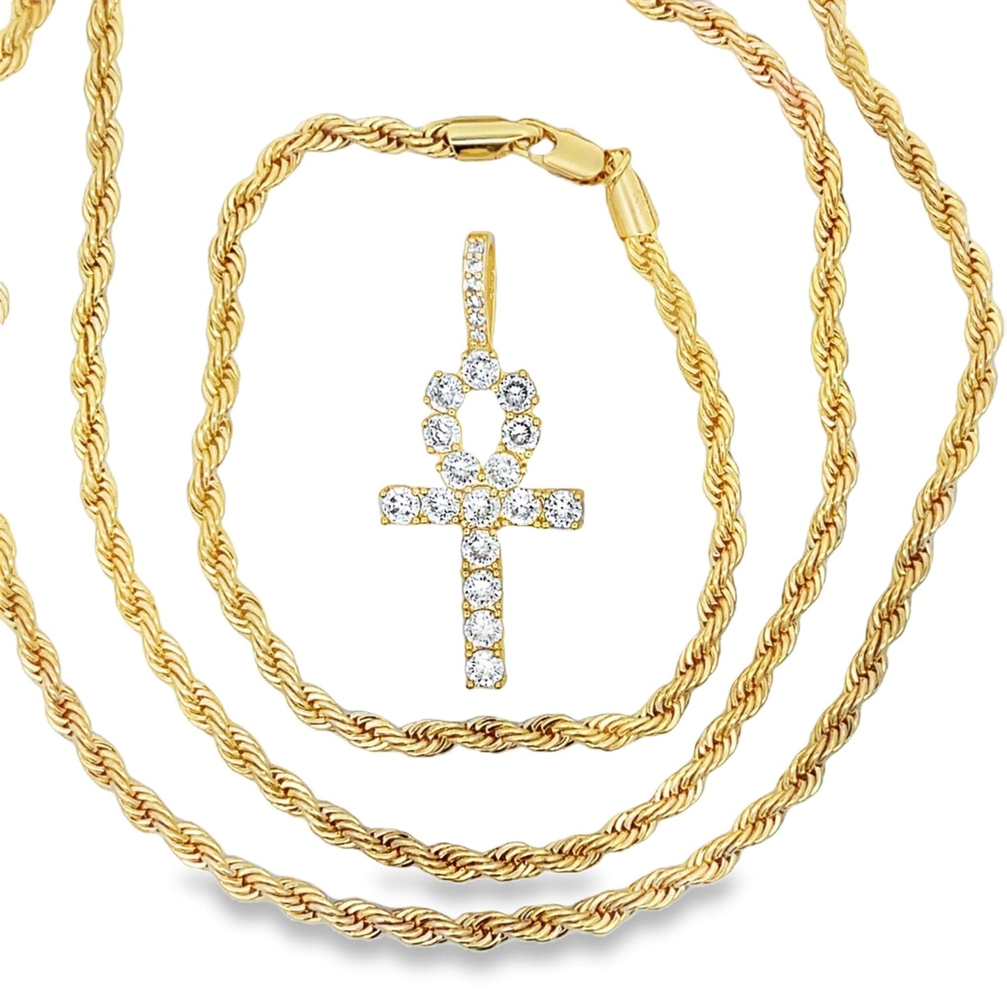 Gold French Rope Chain & Bracelet Bundle