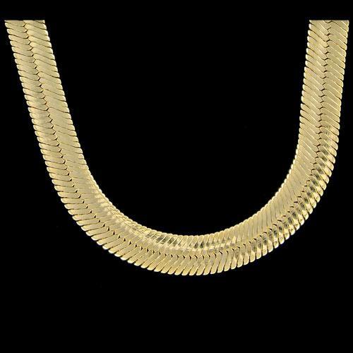 Gold Herringbone Plated 11mm Chain Necklace