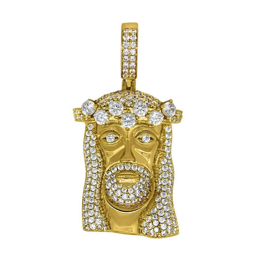Gold Jesus Piece Custom CZ Bling Bling Pendant