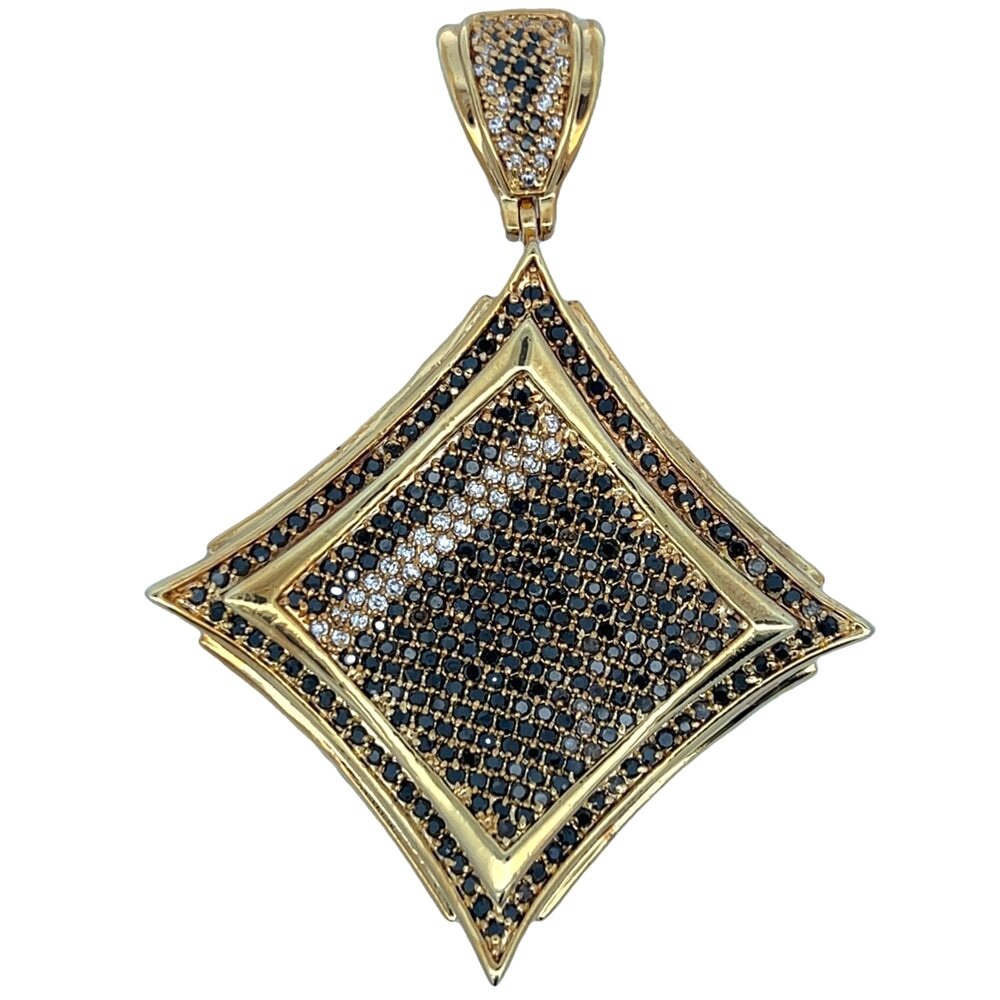 Gold Kite Black CZ Iced Out Pendant