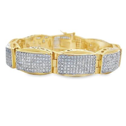 Gold Oval Rectangle CZ Hip Hop Bracelet