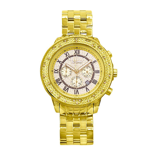 Gold Roman Chrono Dial .25 Carat Diamond Hip Hop Watch JoJino