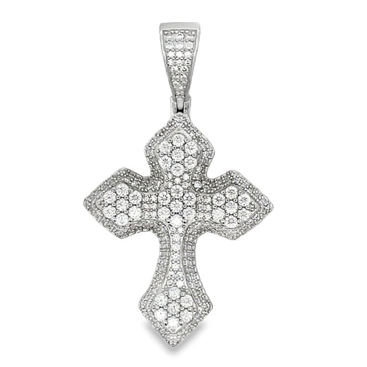 Gothic Cross 2.55cttw VVS Moissanite Pendant .925 Sterling Silver