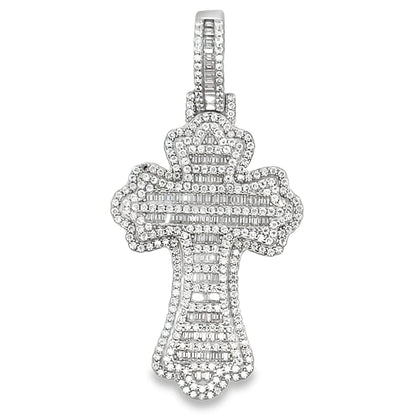 Gothic Cross Baguette Iced Out Moissanite Pendant .925 Sterling Silver