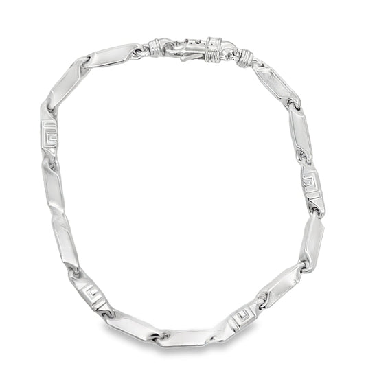 Greek Bars Link Bracelet .925 Sterling Silver