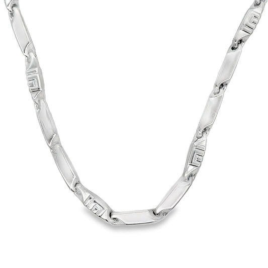 Greek Bars Link Chain .925 Sterling Silver