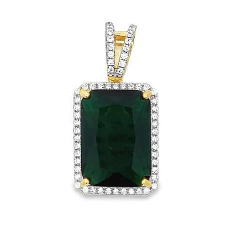 Green Gem CZ Pendant .925 Sterling Silver