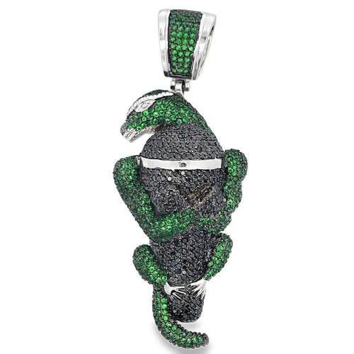 Green Lizard CZ Iced Out Pendant