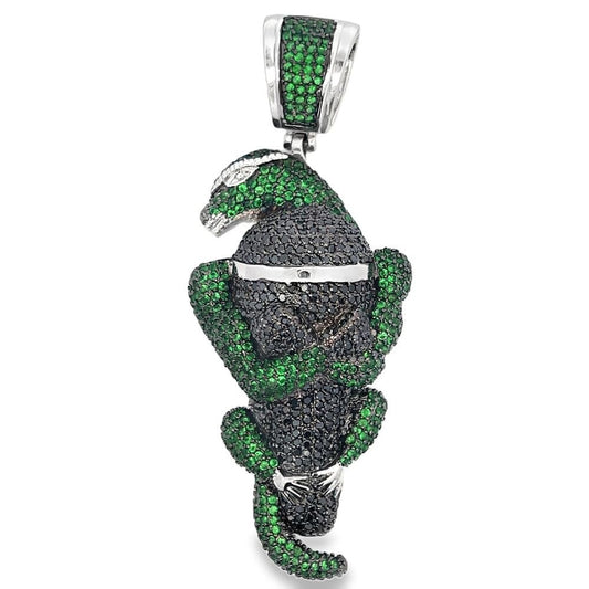 Green Lizard CZ Iced Out Pendant