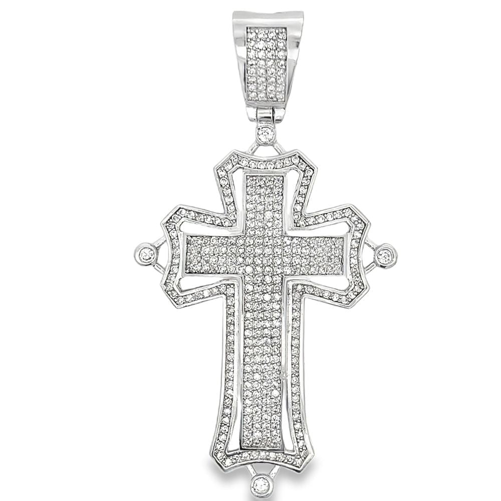 Halo Cross CZ Iced Out Pendant