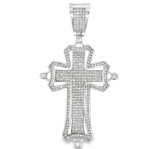 Halo Cross CZ Iced Out Pendant