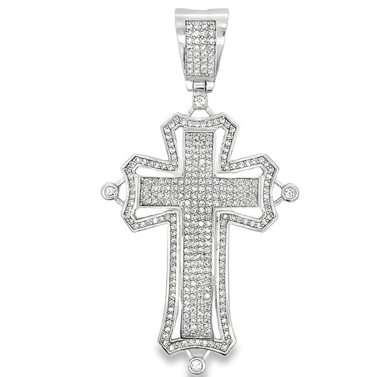 Halo Cross CZ Iced Out Pendant
