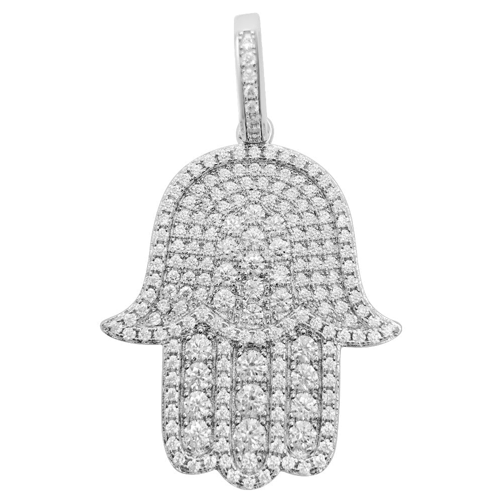 Hamsa 2.85 Carat VVS Moissanite Pendant .925 Sterling Silver