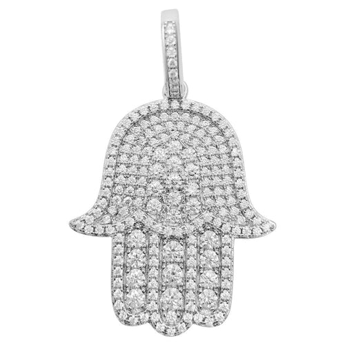 Hamsa 2.85 Carat VVS Moissanite Pendant .925 Sterling Silver