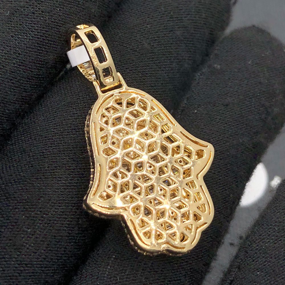 Hamsa Hand Baguette 1.88cttw Diamond Pendant 10K Gold