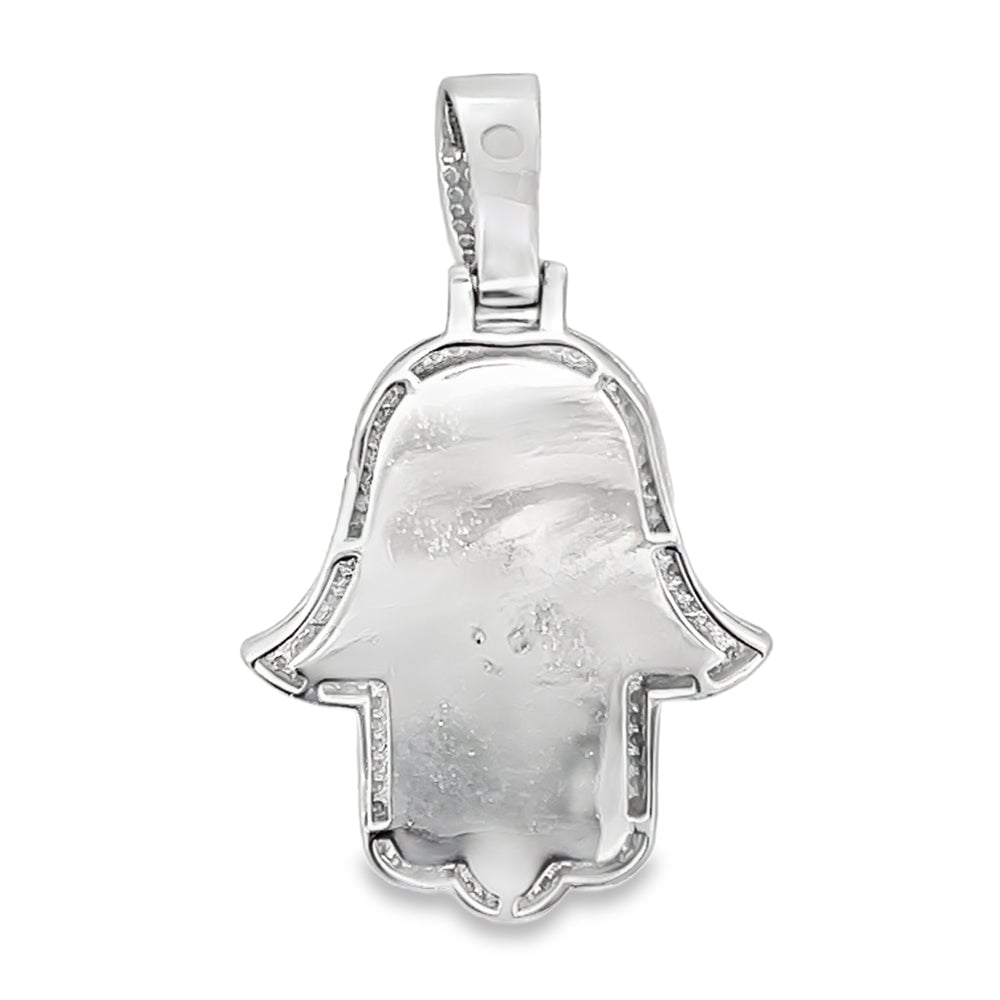 Hamsa Iced Out Moissanite Pendant .925 Sterling Silver
