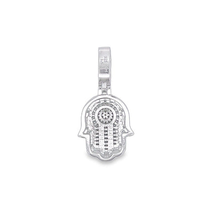 Hamsa Mini Baguette VVS Moissanite Pendant .925 Sterling Silver