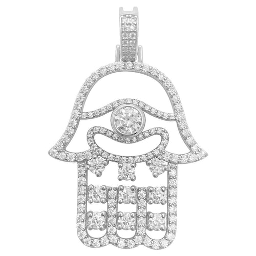 Hamsa Outline 2.88 Carat VVS Moissanite Pendant .925 Sterling Silver