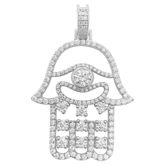 Hamsa Outline 2.88 Carat VVS Moissanite Pendant .925 Sterling Silver