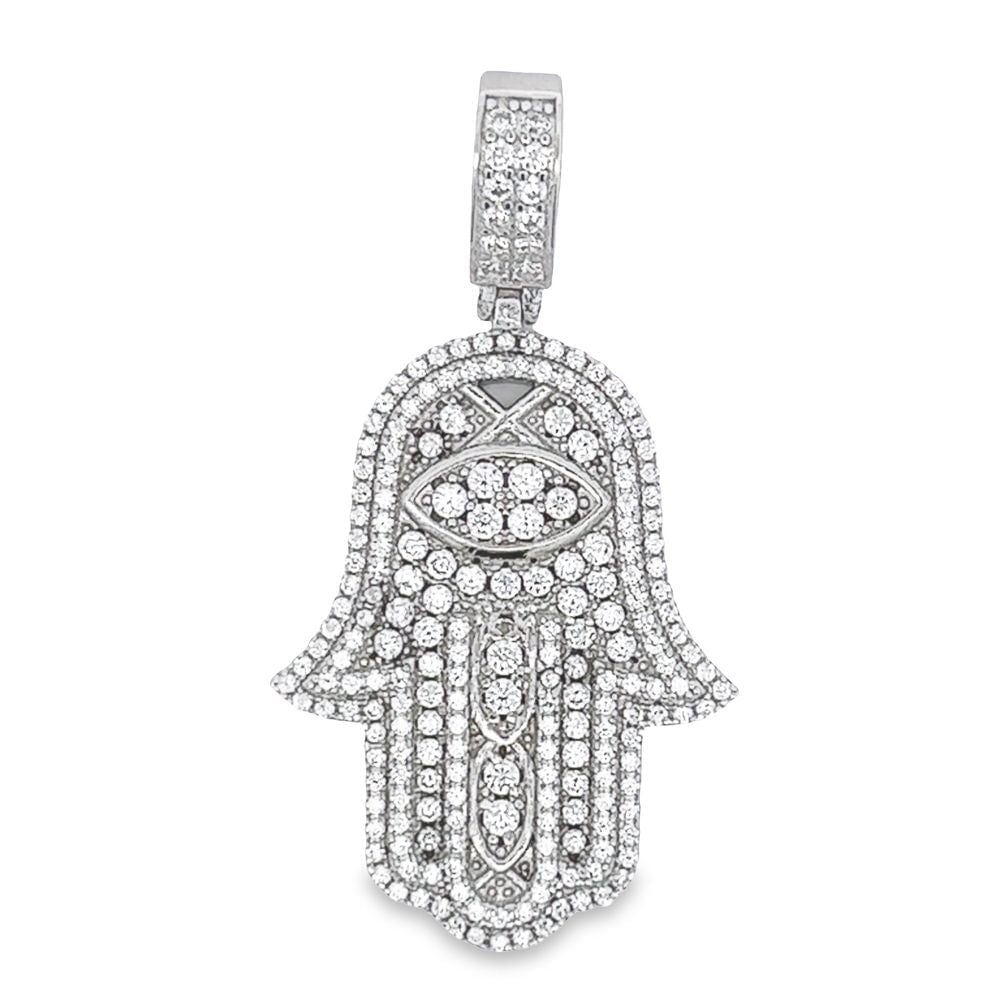 Hamsa SOLID BACK 2.15 Carat VVS Moissanite Pendant .925 Sterling Silver