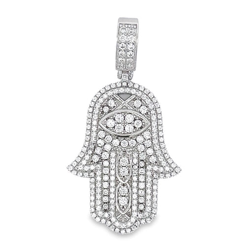 Hamsa SOLID BACK 2.15 Carat VVS Moissanite Pendant .925 Sterling Silver
