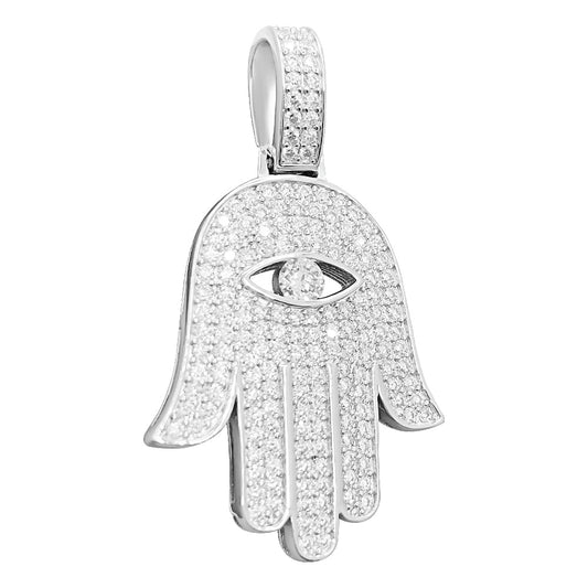 Hamsa VVS Moissanite Pendant .925 Sterling Silver