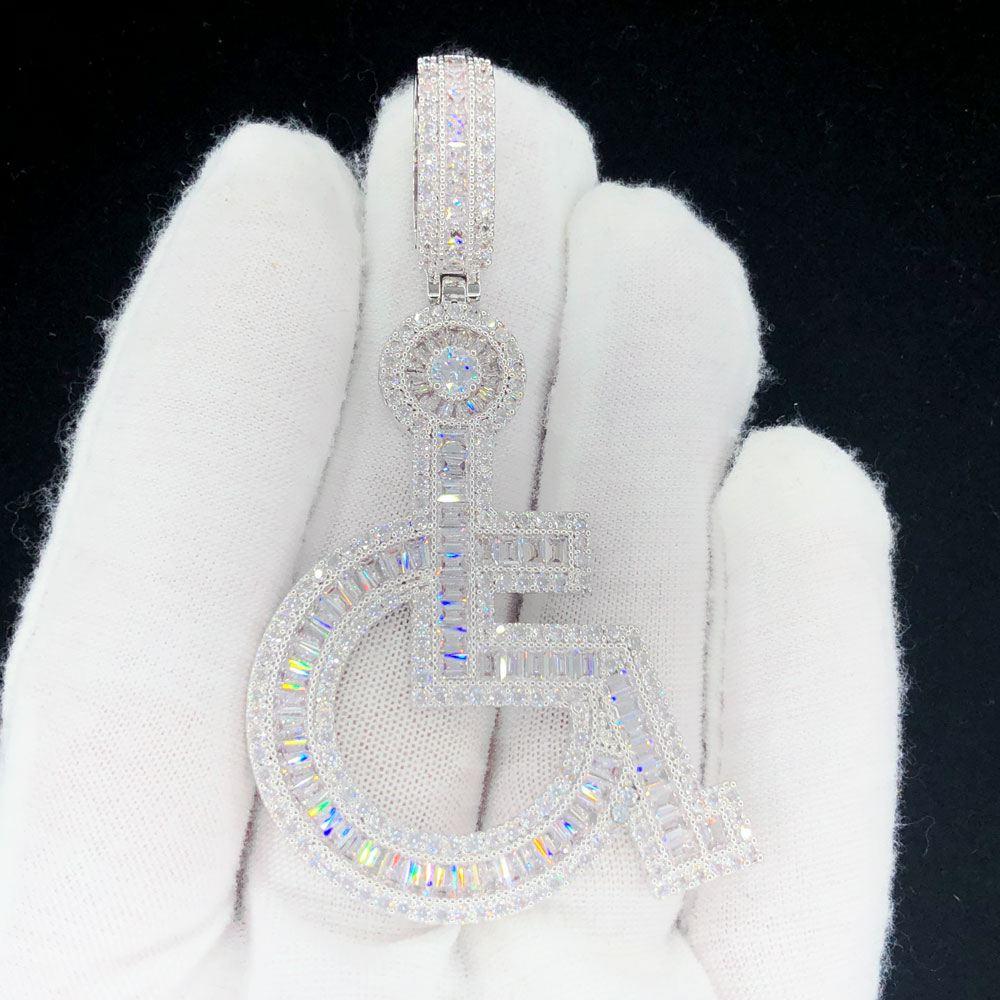 Handicap Baguette Iced Out Hip Hop Pendant