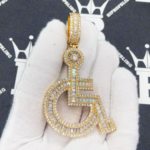 Handicap Baguette Iced Out Hip Hop Pendant