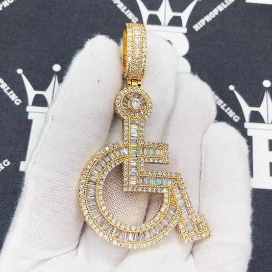 Handicap Baguette Iced Out Hip Hop Pendant