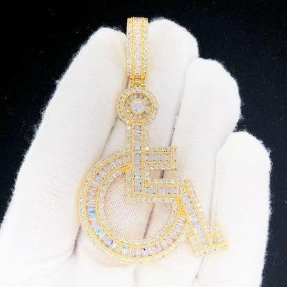 Handicap Baguette Iced Out Hip Hop Pendant