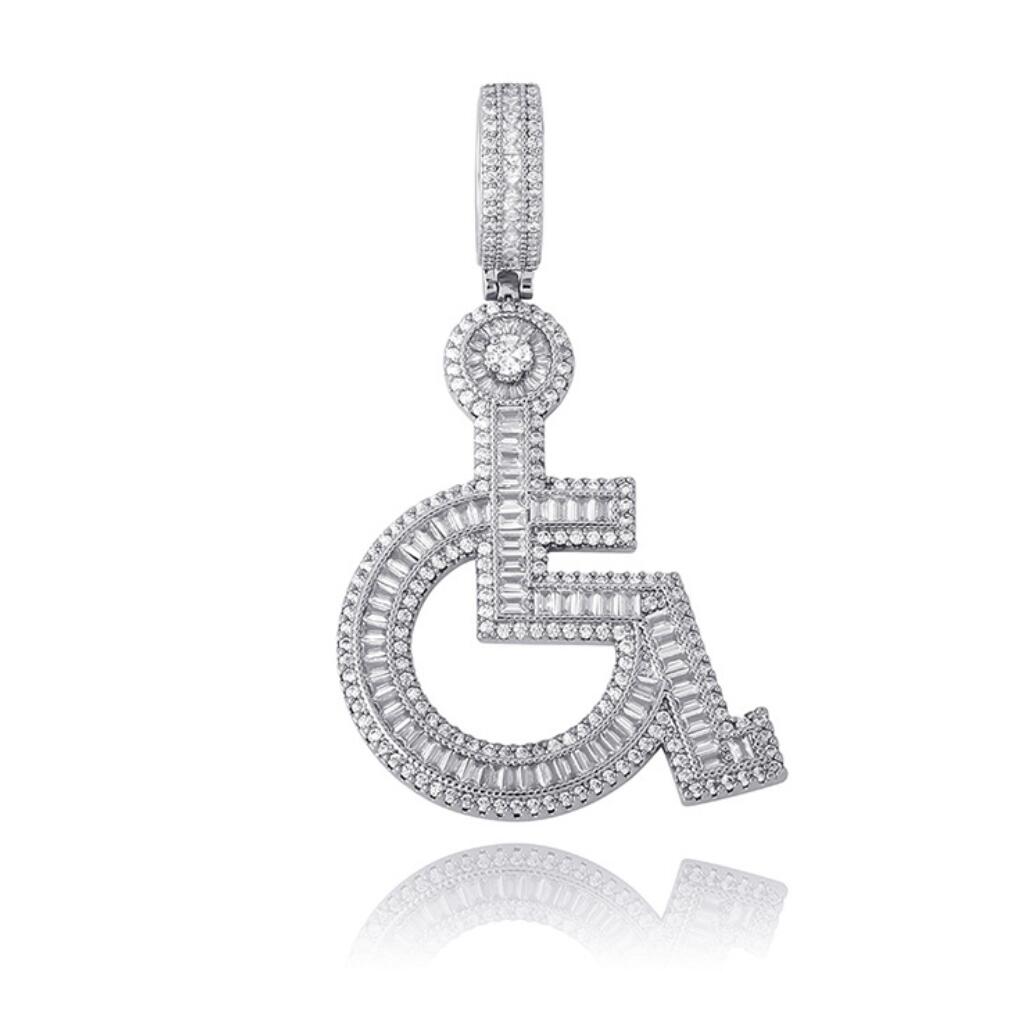 Handicap Baguette Iced Out Hip Hop Pendant