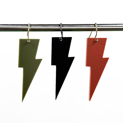 Hanging Lightning Bolt Earrings - Matte Finish Solid Colors