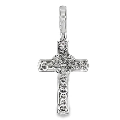 Heart Baguette Cross Iced Out Moissanite Pendant .925 Sterling Silver